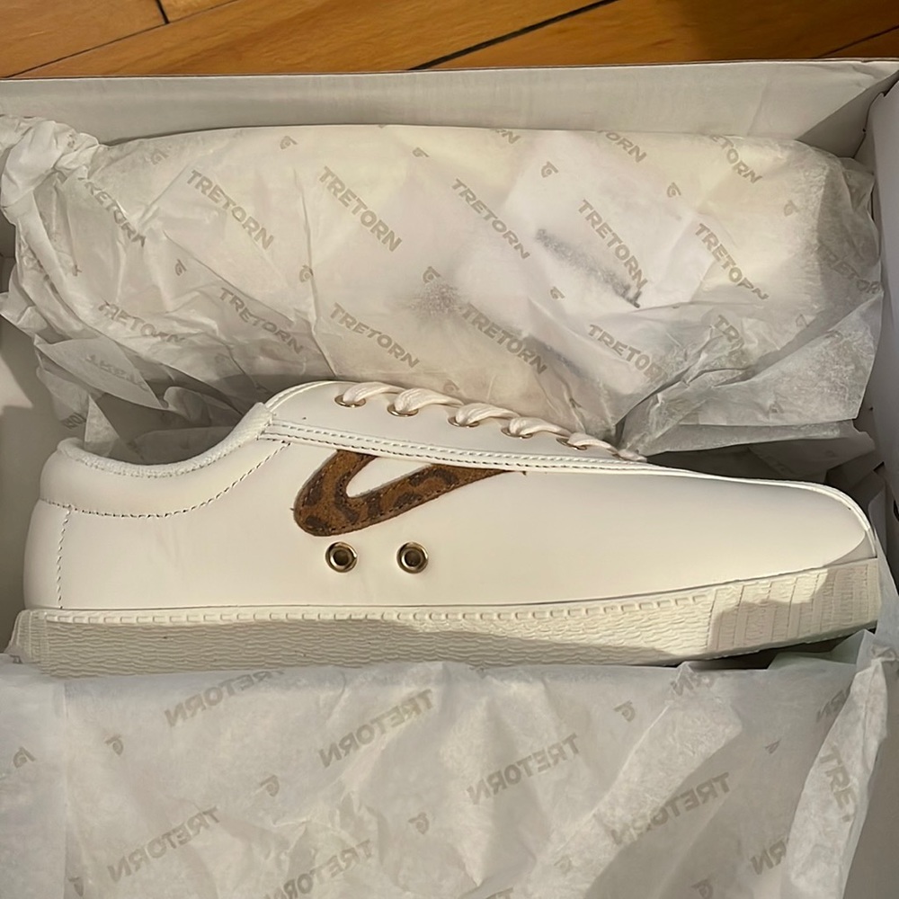 Tretorn White/Leopard Sneakers